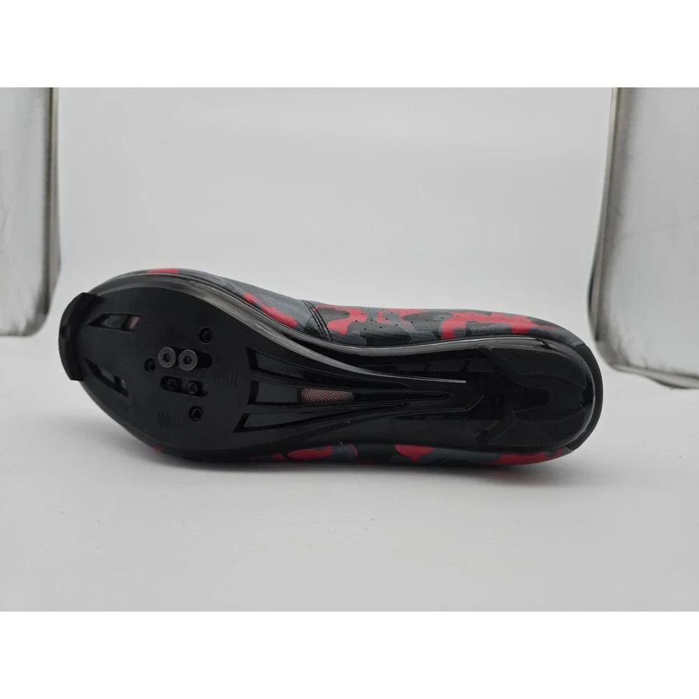Speed Cycling Shoes Mens Size 13 Black Red Camouflage 3 Cleat Speed Tie Strap - Picture 10 of 10